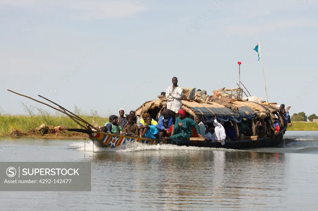 Ferry on Niger river close Mopti, Mali