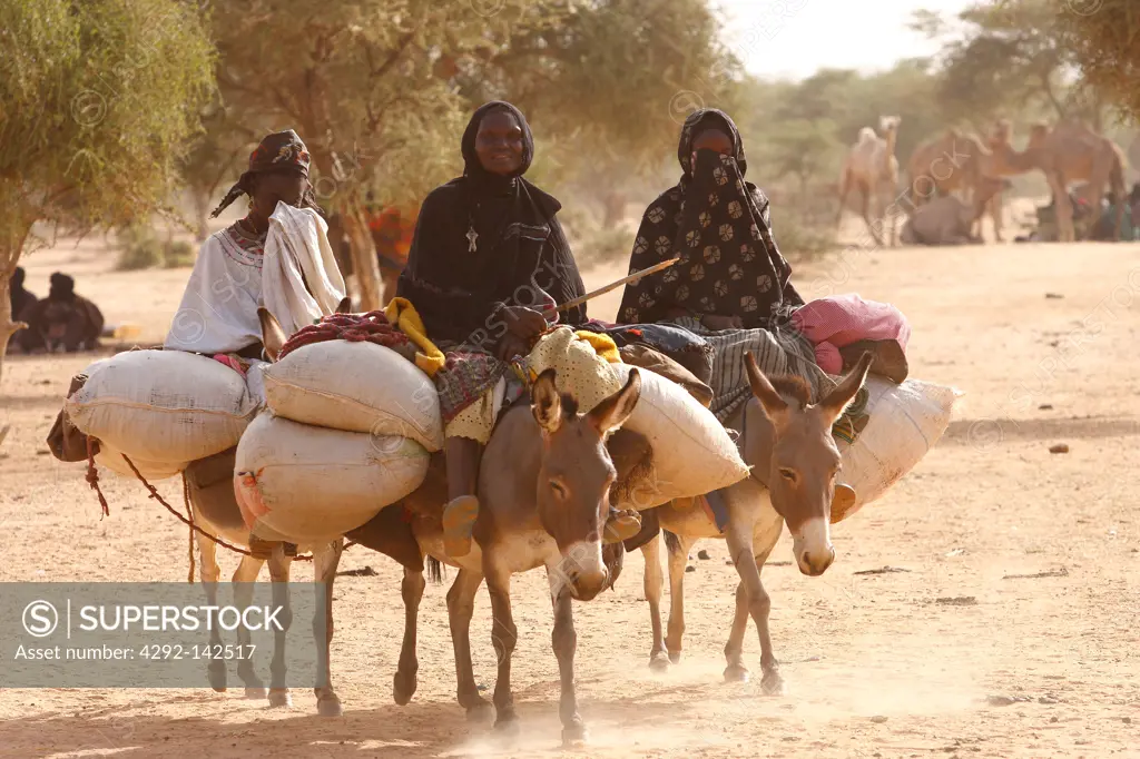 Songhay tribe join the Hombori market, Mali