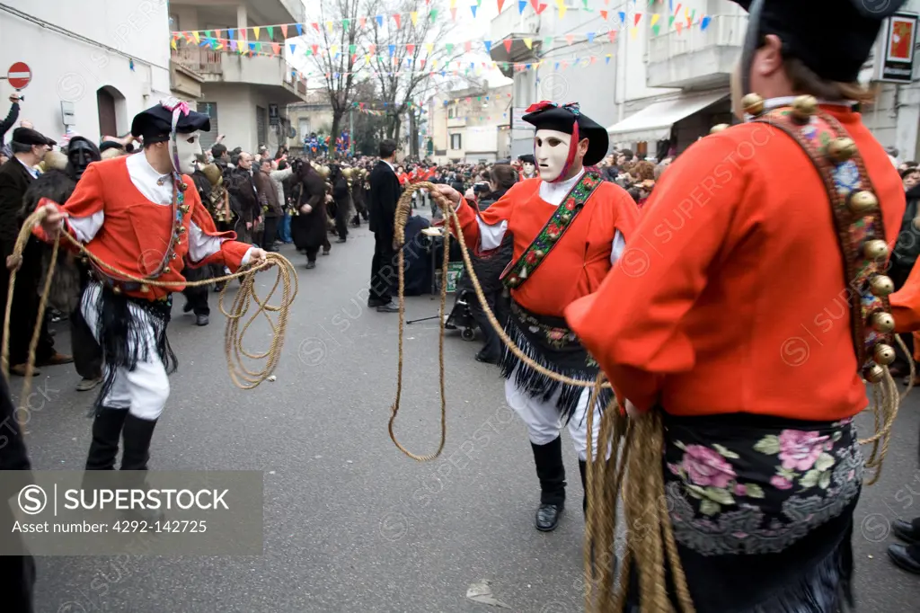 Italy, Sardinia, Mamoiada, Issohadores is a solemn ceremonial, an orderly procession and dance at the same time.