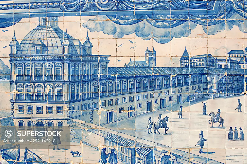 Europe, Portugal, Lisbon, azulejos in Miradouro Santa Luzia