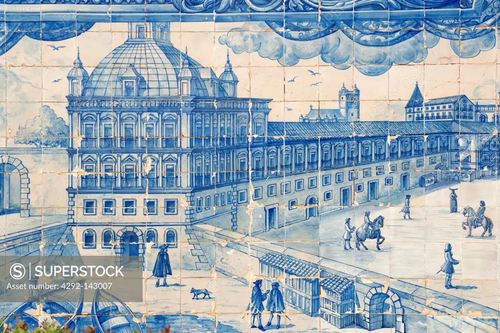 Europe, Portugal, Lisbon, azulejos in Miradouro Santa Luzia