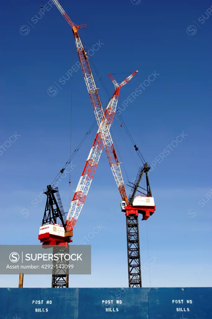 USA, Massachusetts, Boston, Construction Cranes