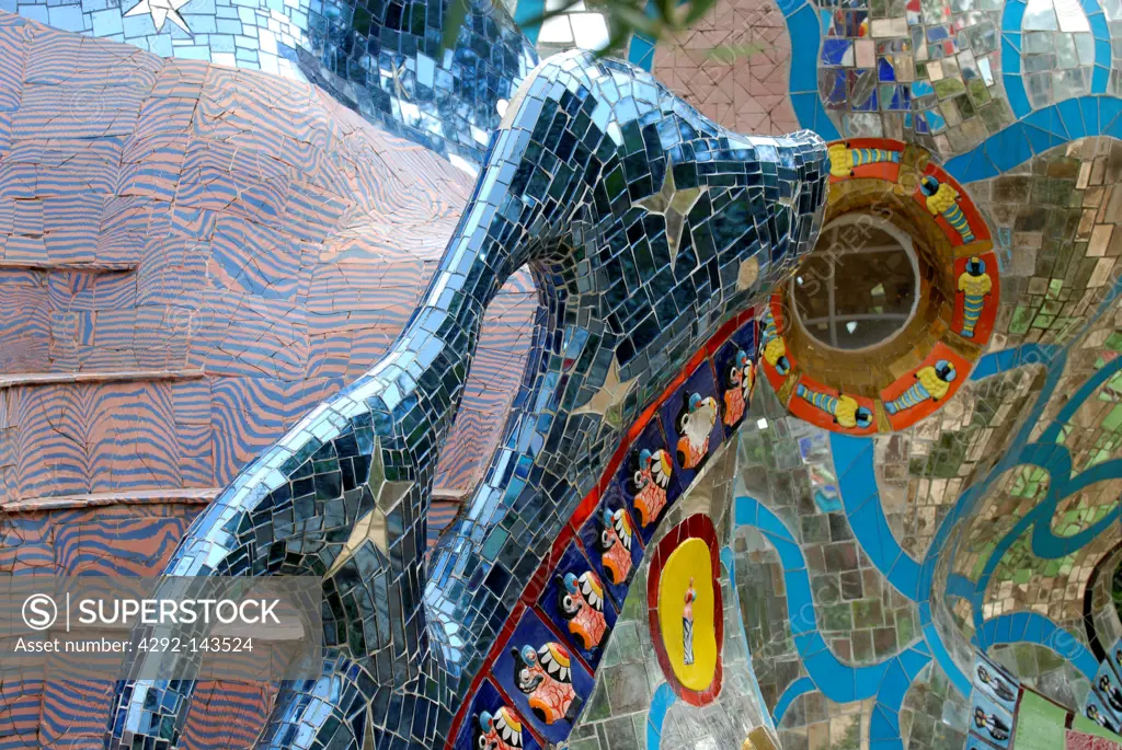 Italy, Toscana, Grosseto, Capalbio, Giardino dei Tarocchi, outdoor sculpture by Niki de Saint Phalle