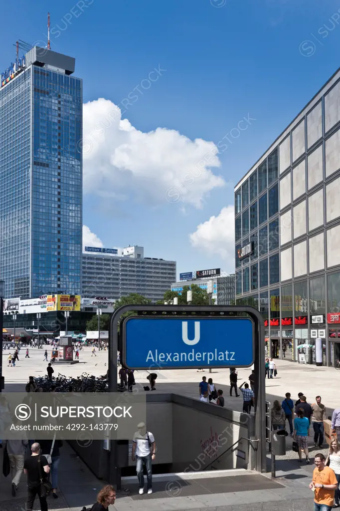 Germany, Berlin, Alexanderplatz, Subway sign