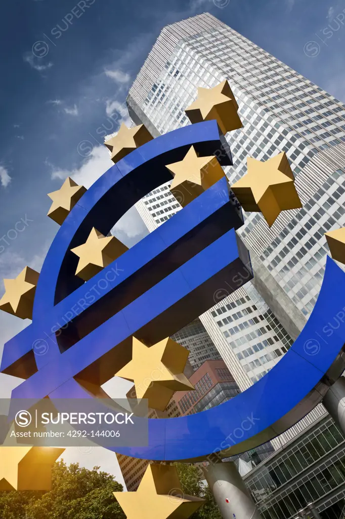 Germany, Hessen, Frankfurt, European Central Bank, Euro sign