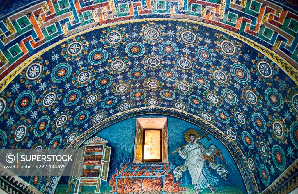 Italy, Ravenna, the mosaics of Galla Placidia mausoleum.