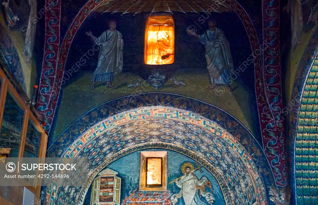 Italy, Ravenna, the mosaics of Galla Placidia mausoleum.