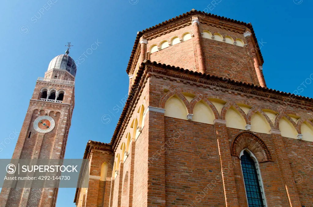 Italy, Chioggia, the bell tower of S.Maria Assunta Cathedral.