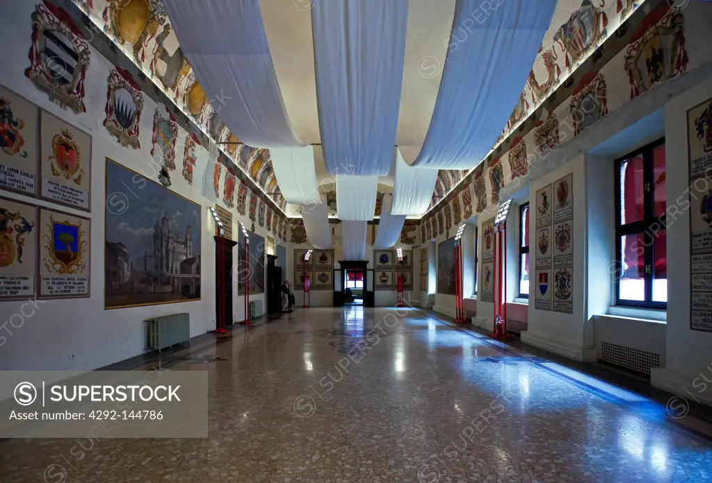 Italy, Ferrara, the Sala dei Comuni of the  Estense castle