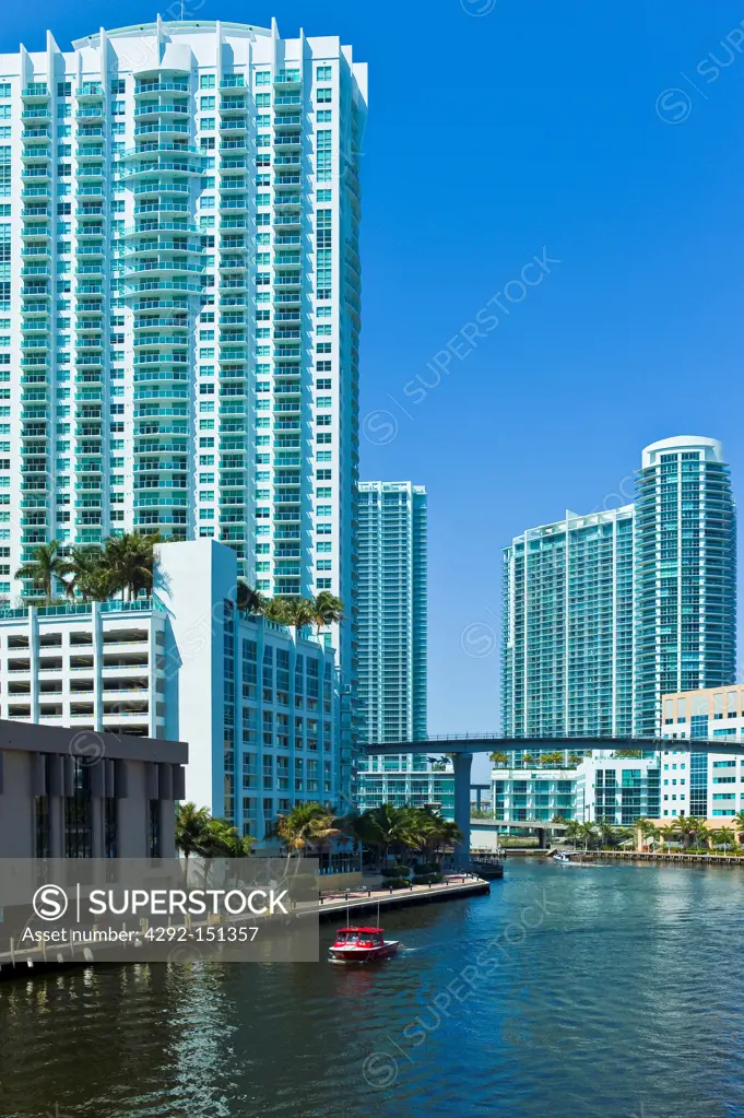 The MIami River. Downtown Miami. Flordia. USA