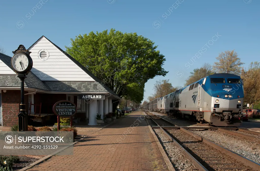 USA,Virginia, Amtrac train passing thru Ashland