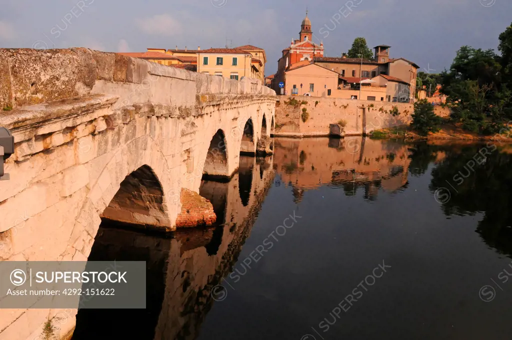 Italy, Emilia Romagna, Rimini, Tiberio Bridge