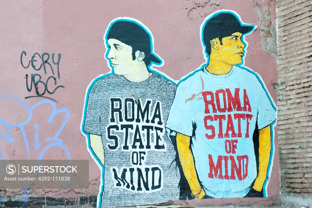 Italy, Lazio, Rome, Trastevere, mural