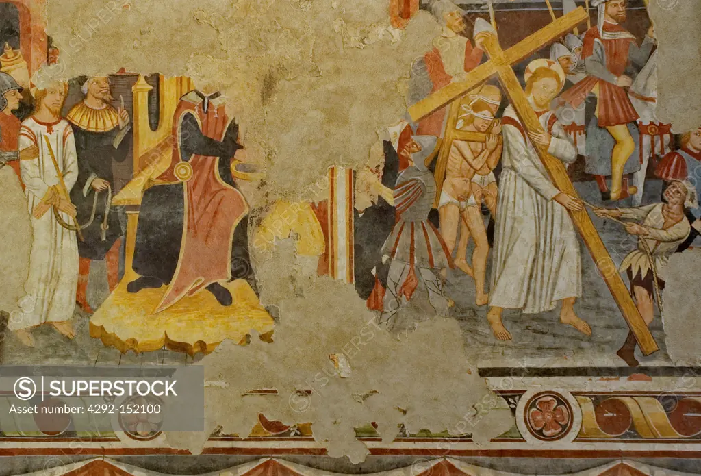 Italy, Liguria, Imperia, Santuario di Monte Grazie, XIII sec frescoes