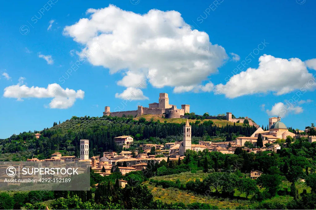 Italy, Umbria, Assisi, panorama