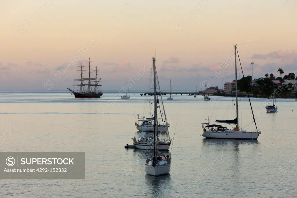 Boats in Harbour of Roseau, Caribbean Sea, Dominica