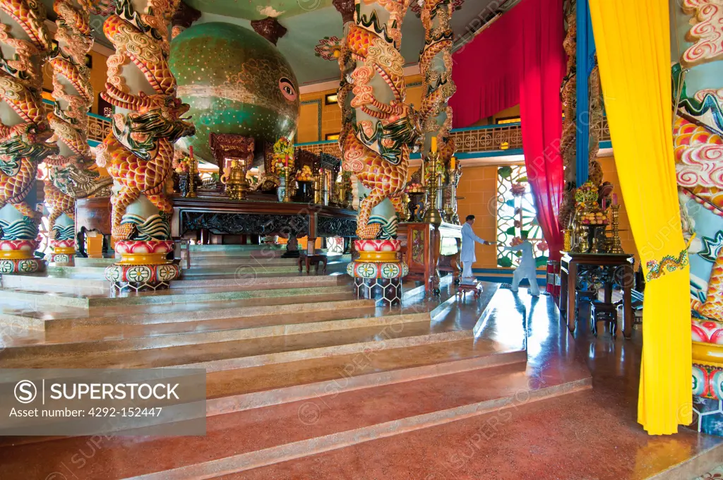 Vietnam, Cantho Prov, Mekong Delta, Cao Dai Temple.