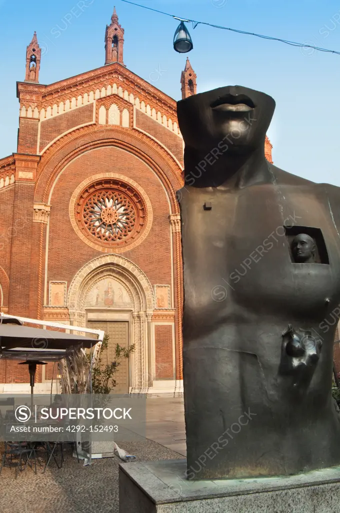 Italy, Lombardy, Milan, Santa Maria del Carmine Church, Sculpture by Modern Sculptured Igor Mitoraj