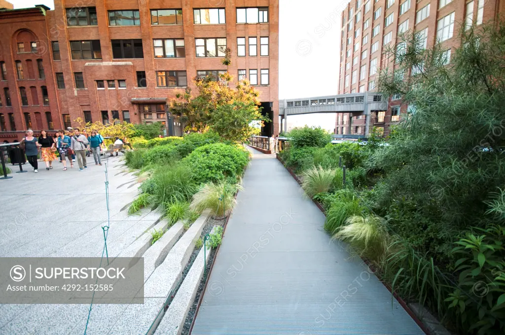 USA,New York, New York City, Manhattan, West Side, Meat Packing District, High Line Elevated Park, Garden