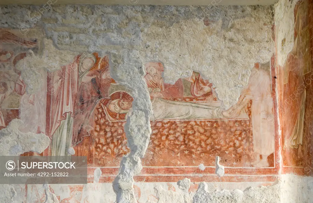 Croatia, Istria, Roc - Rozzo, fresco's of St. Rocco church