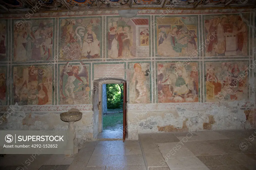 Croatia, Istria, Beram, St. Maria Latsre church fresco's