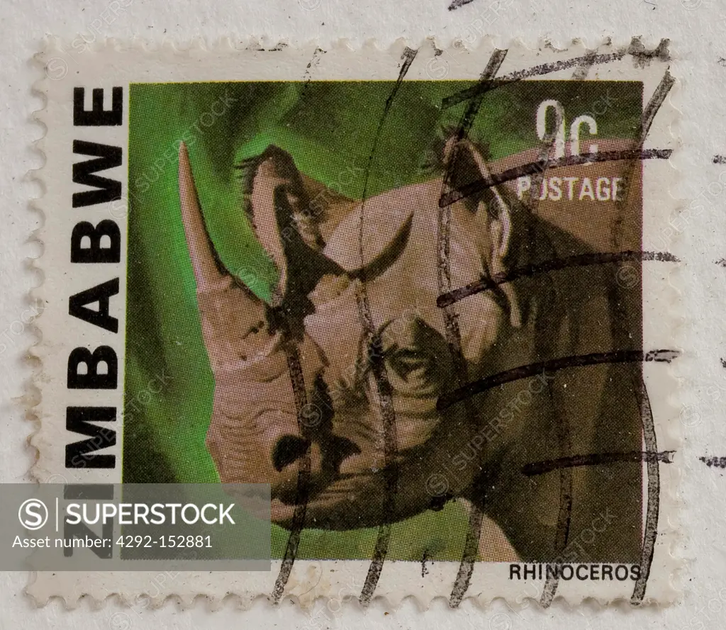 Africa, rhino old stamps