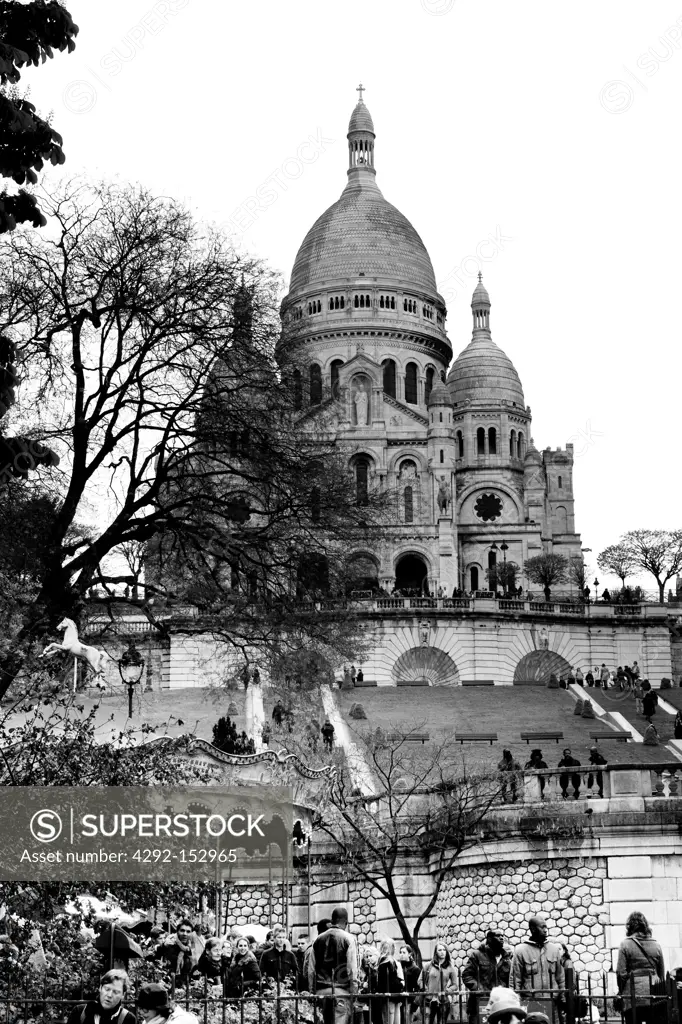 France, Paris, The Sacré-Coeur Basilica, Montmartre Hill