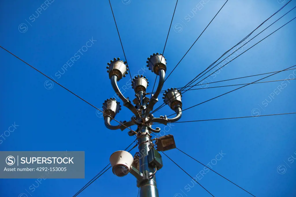 street-lamp with electric wires