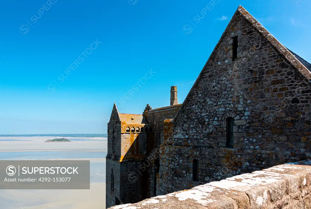 France, Normandy, Mont St Michel, the bay seen from the abbey