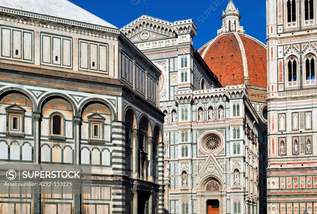 Italy, Florence, Santa Maria in Fiore, Giotto bell tower, Baptistery