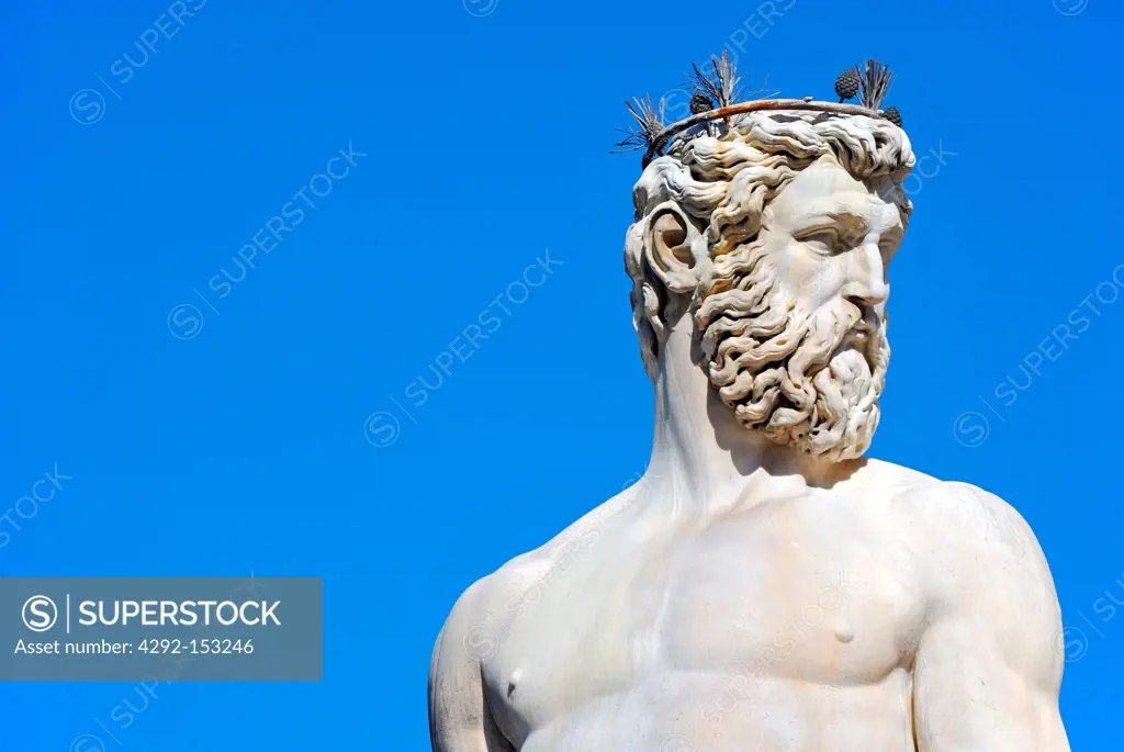 Italy, Florence, Signoria Square, Fountain of Neptune, detail