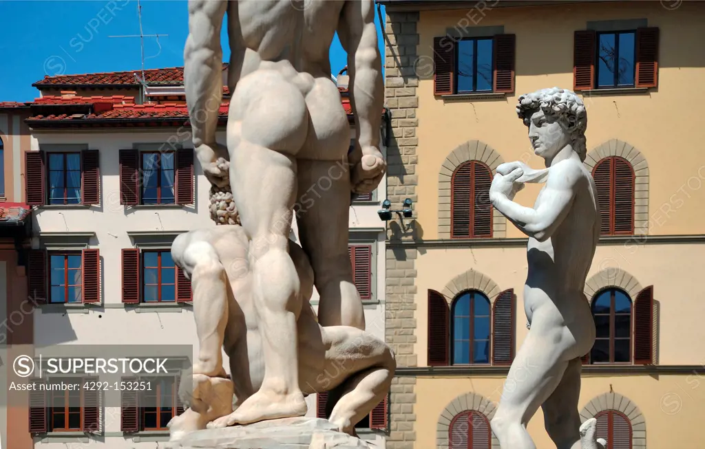 Italy, Florence, Signoria Square, Hercules and David