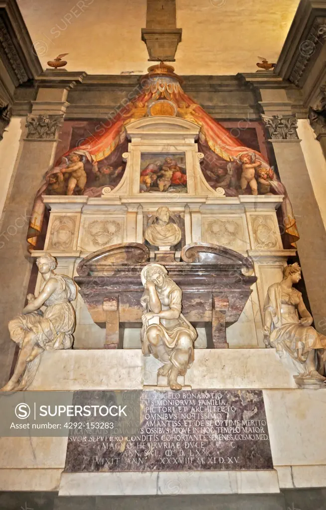 Italy, Florence, St. Croce, Michelangelo tomb