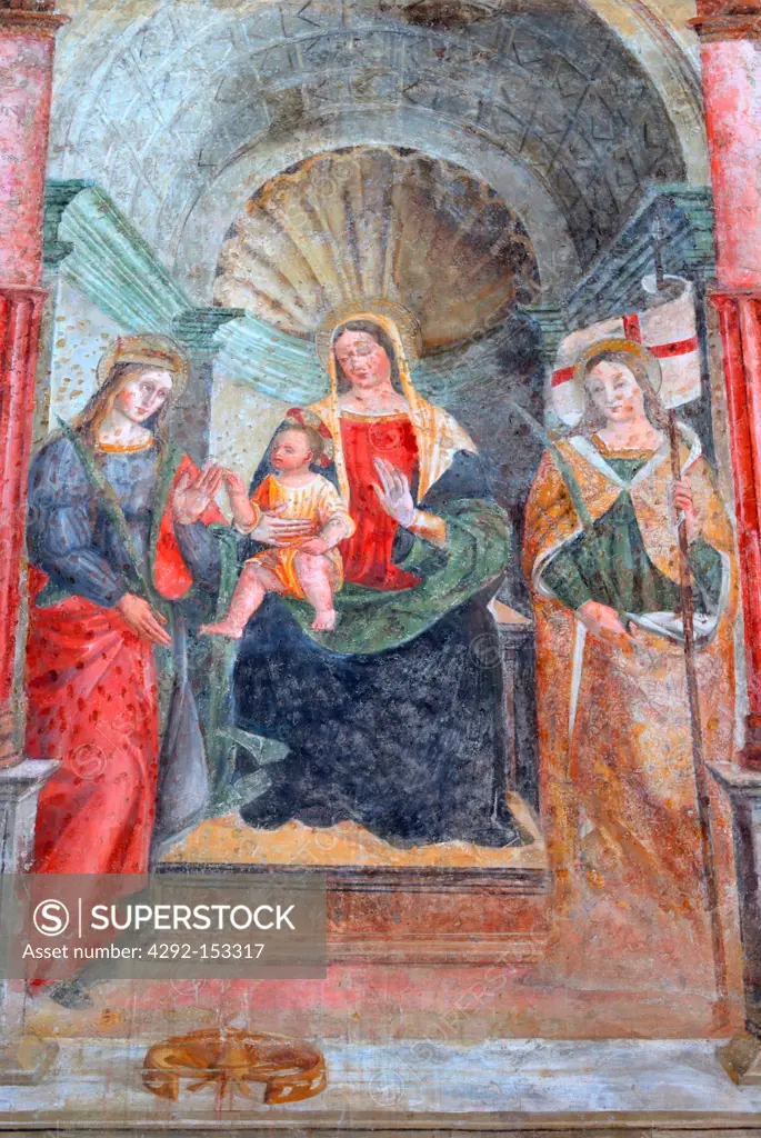 Italy, Lombardy, Soncino, Santa Maria Delle Grazie, fresco