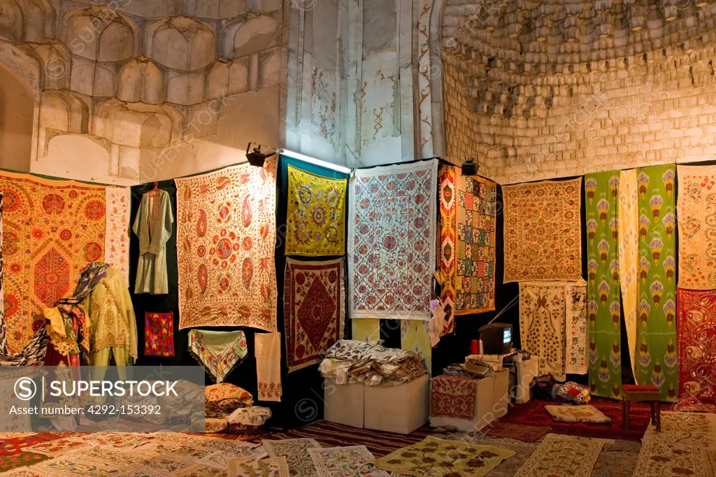 Uzbekistan, Bukhara, carpets shop
