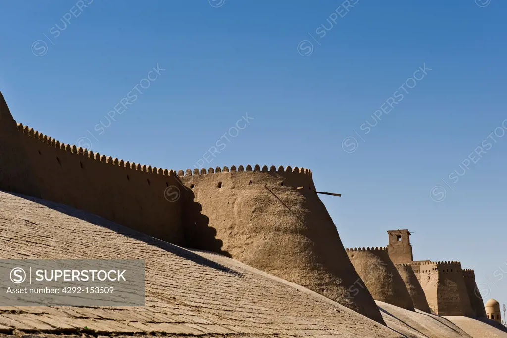 Uzbekistan, Khiva, medieval wall