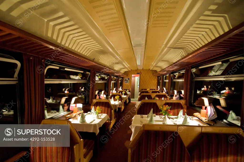 Switzerland, Canton Valais, Glacier express, dining car