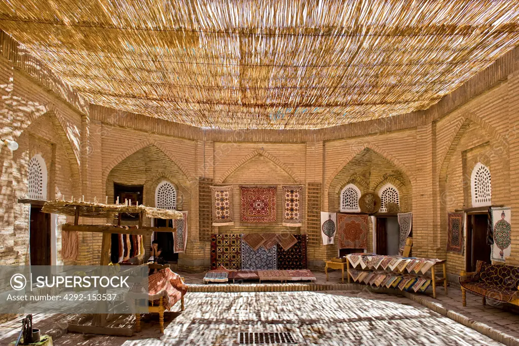 Uzbekistan, Khiva, carpets shop