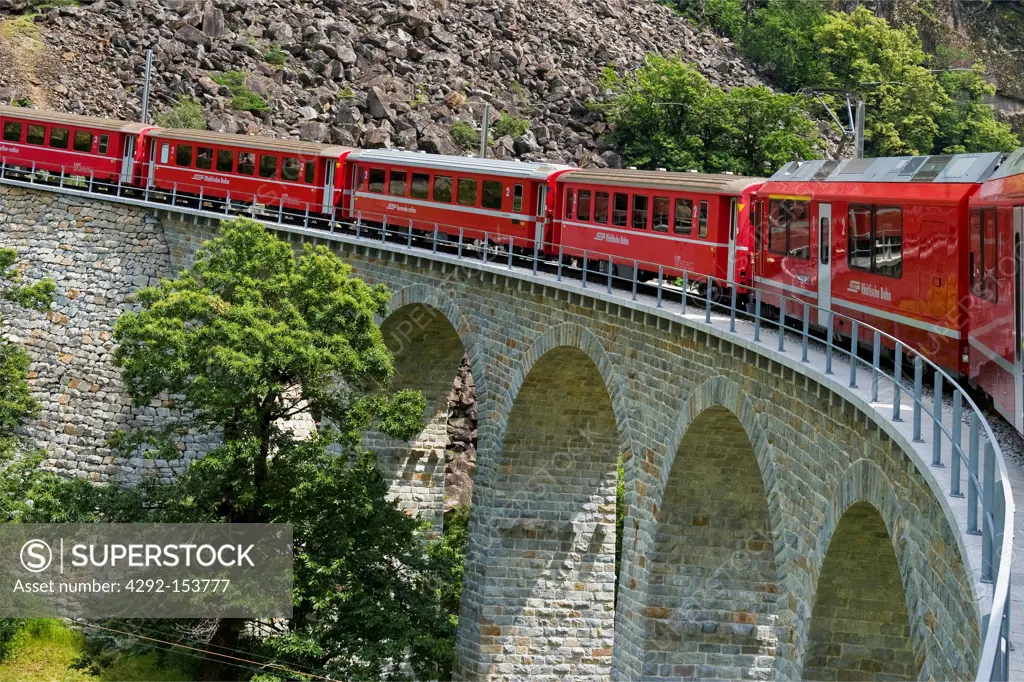 Switzerland, Canton Grisons, Bernina express, Brusio viaduct
