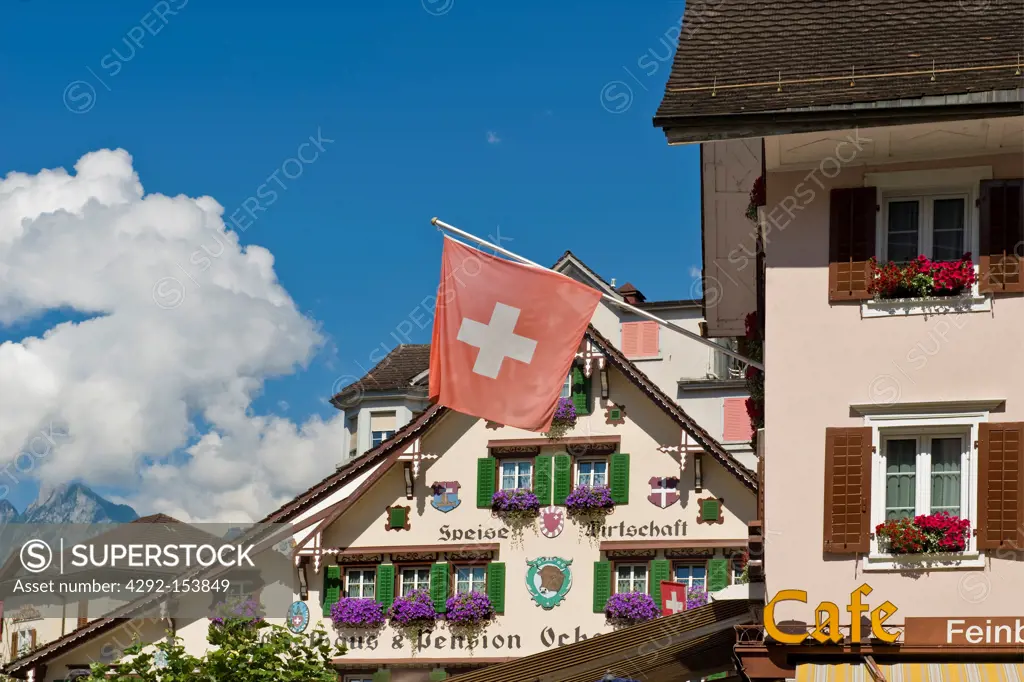 Switzerland, Canton Schwyz, Brunnen, traditional house