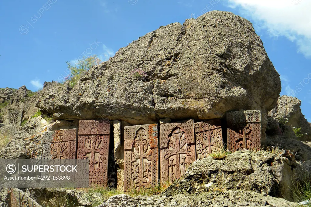 Armenia, Gheghard rock monastery, Khatchkars