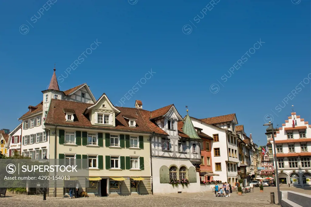 Switzerland, St. Gallen, Traditional house in centre town