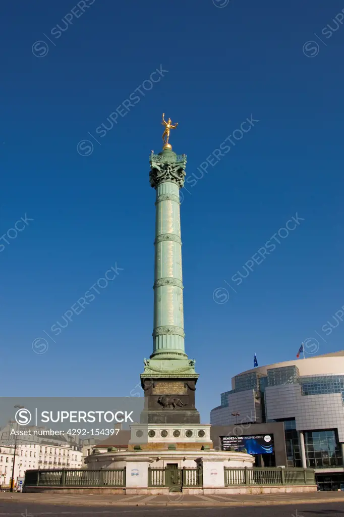 France, Ile de France, Paris, Bastille town square, July Column