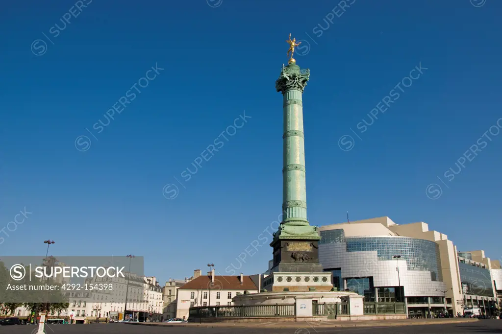 France, Ile de France, Paris, Bastille town square, July Column
