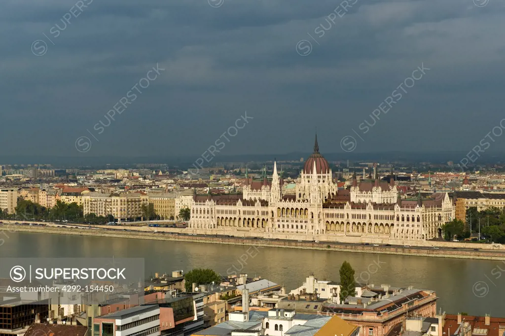 Hungary, Budapest, The neo-gothic Hungarian Parliament building, designed by Imre Steindl