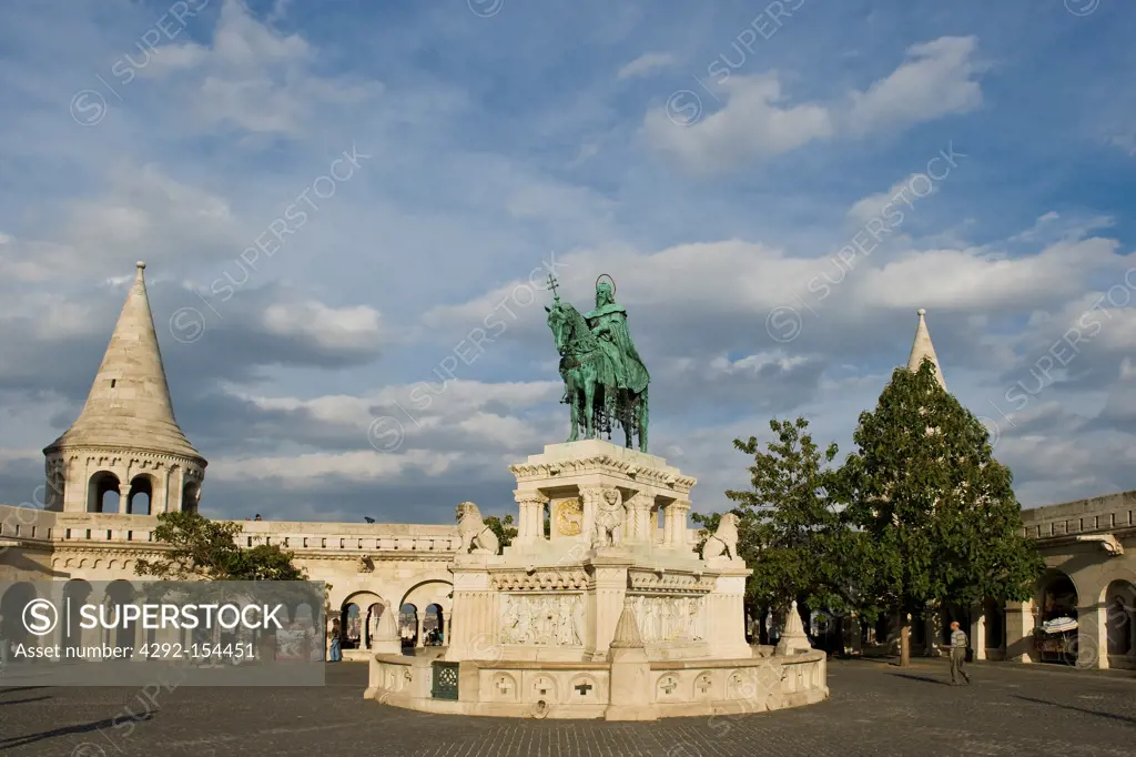 Hungary, Budapest, Fishermen's bastion, Saint Stephen statue