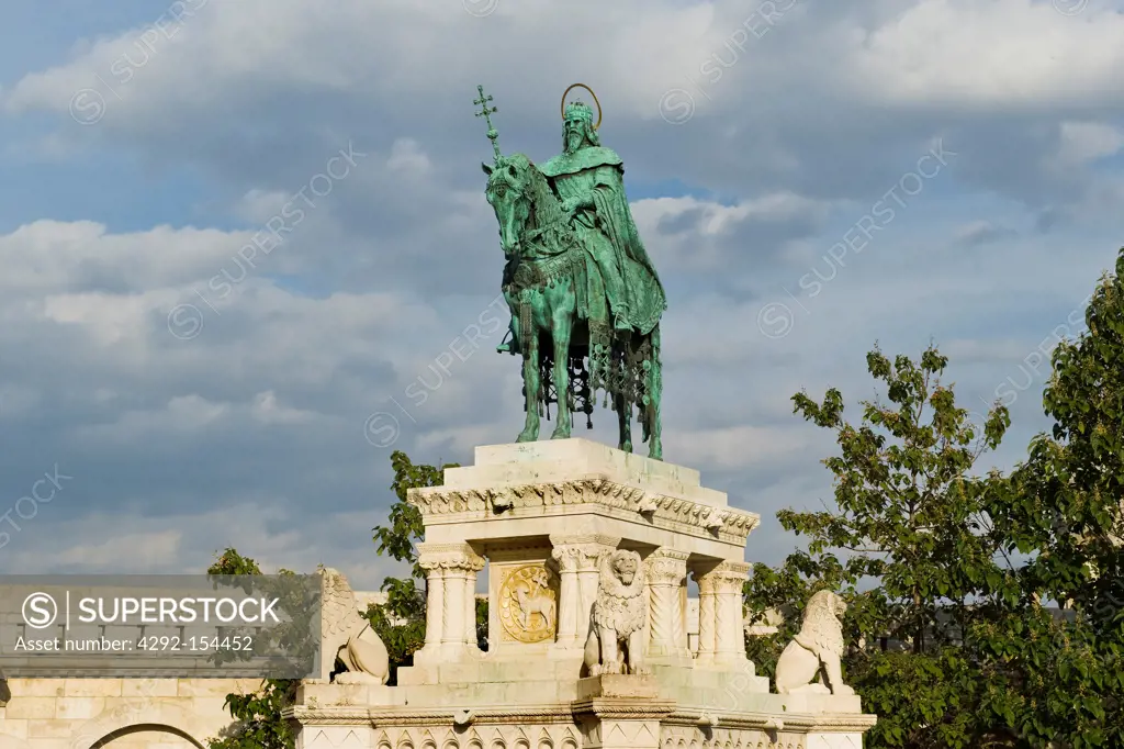Hungary, Budapest, Fishermen's bastion, Saint Stephen statue