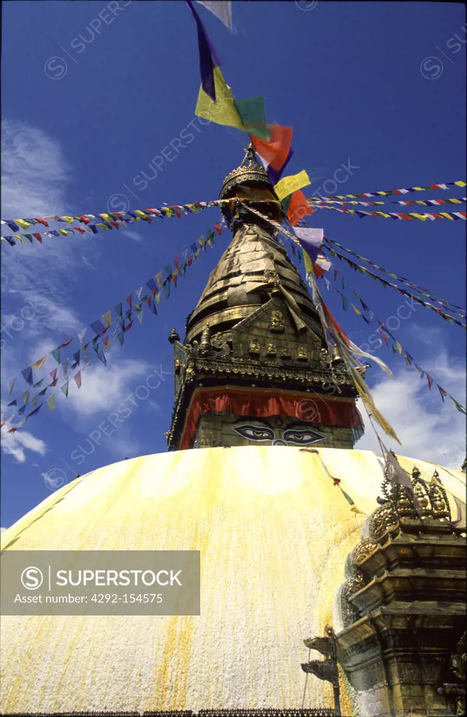 Asia, Nepal, Kathmandu, Swayambhunath stupa, also known as the Monkey Temple