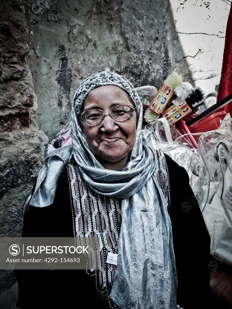 Egypt, Cairo, Egypitian Old Lady in a market