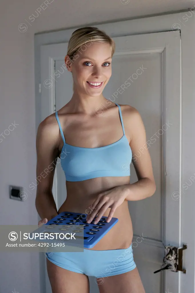 Portrait of woman posing in underwear